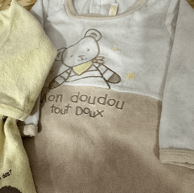 Lot de 2 pyjamas, velours, 6 mois