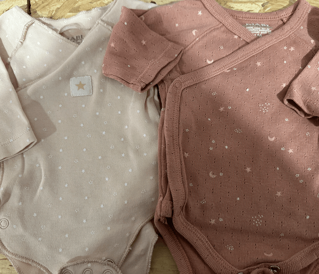 Lot de 2 bodys ML, rose, Kiabi