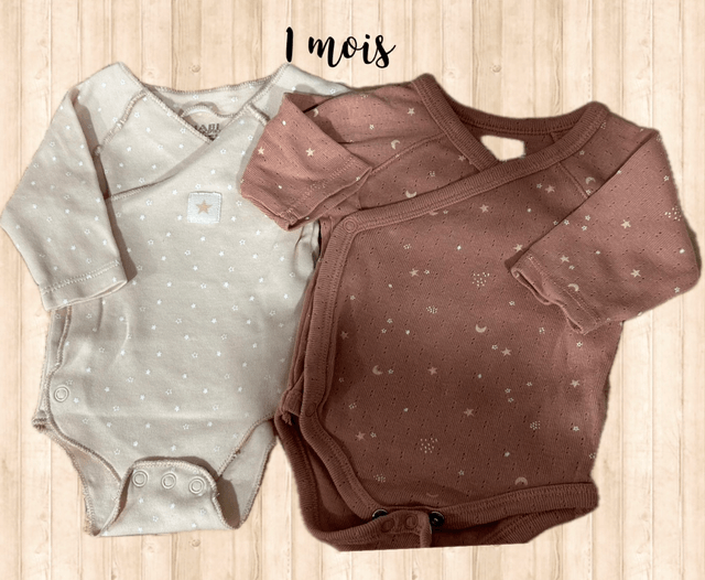 Lot de 2 bodys ML, rose, Kiabi