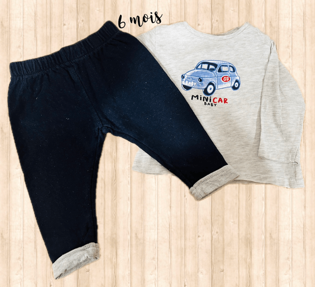 Ensemble pantalon, teeshirt ML, kiabi 