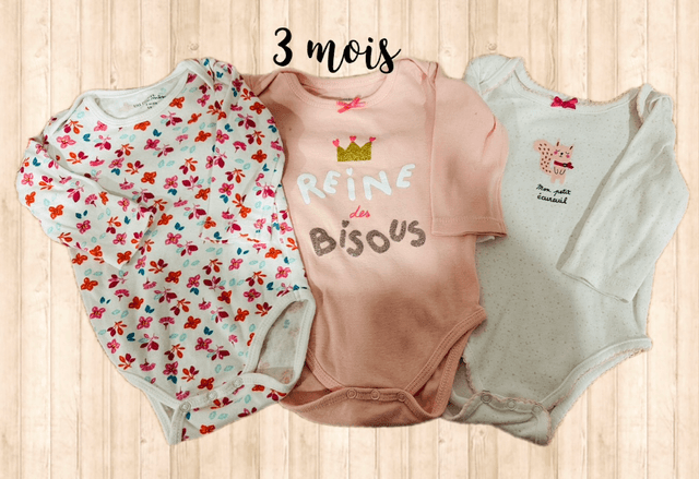 Lot de 3 bodys, Du pareil au même 