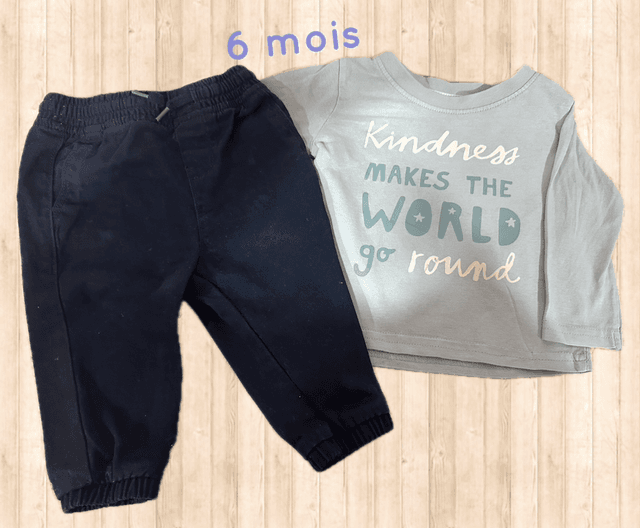 Ensemble pantalon, teeshirt ML, kiabi 