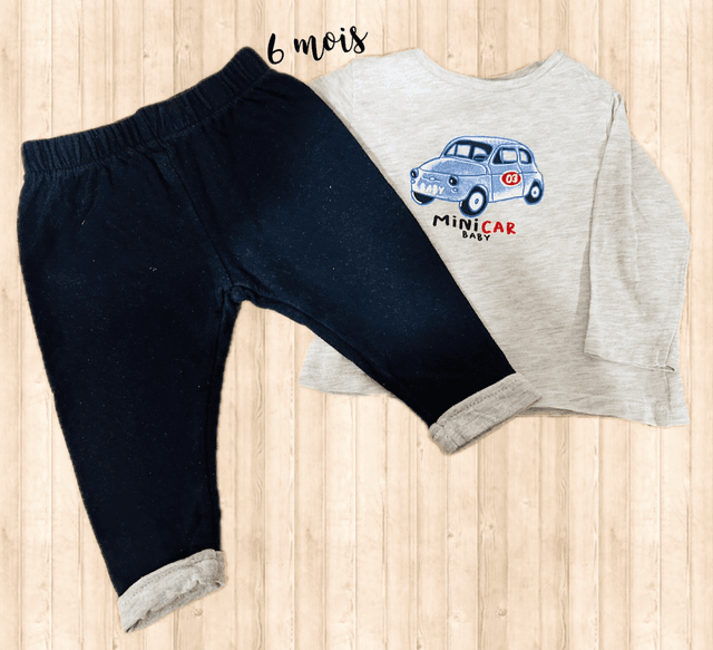 Ensemble pantalon, teeshirt ML, kiabi 